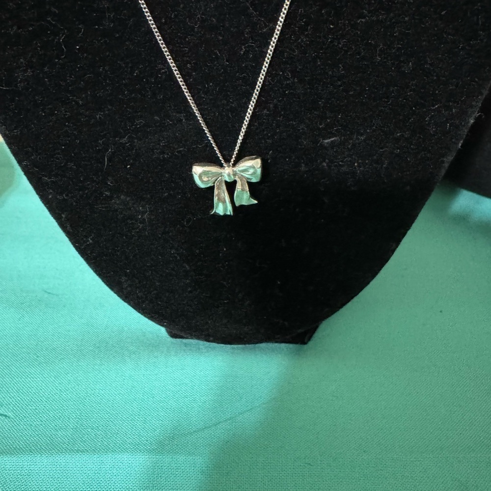 Tiffany Sterling Silver Bow Pendant Necklace
